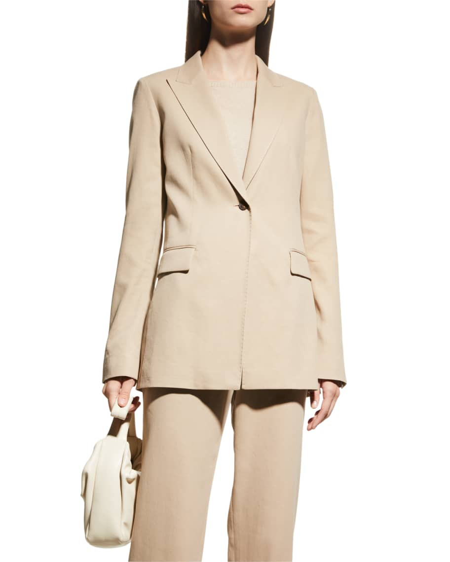 Lafayette 148 New York Single-Button Twill Blazer | Neiman Marcus