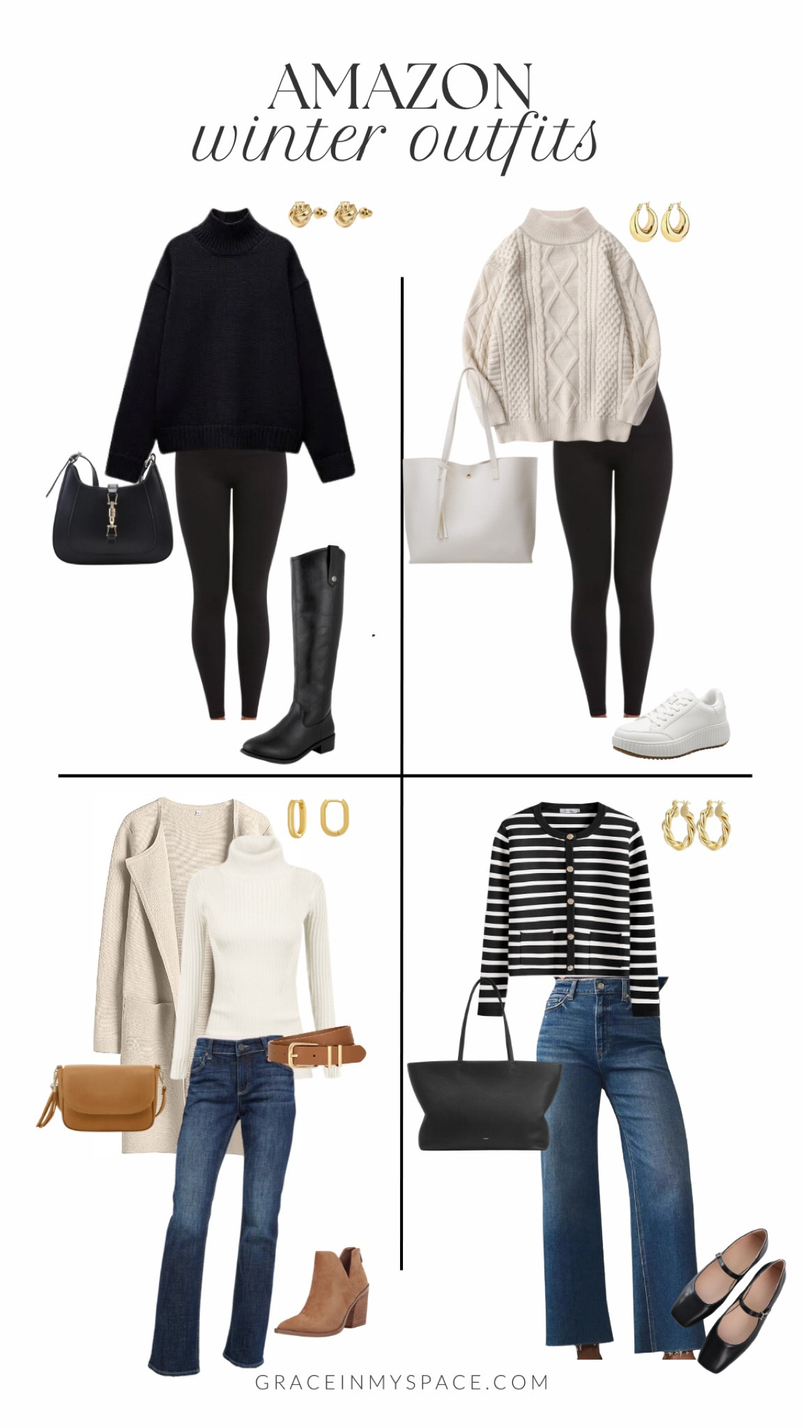 Brrr — it’s cold outside! 🌨️ Dress for the season without sacrificing comfort or style. These Amazon winter outfits would work for a variety of outings and occasions, and while cozy, they still offer an elevated look. Pair a cozy sweater with some basic black leggings and tall boots while you run errands or opt for jeans and a button up cardigan for a winter date night outfit. 

#LTKStyleTip #LTKSeasonal #LTKShoeCrush