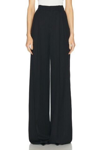 Saint Laurent Wide Leg Trouser in Noir Gris - Black. Size 40 (also in 42). | FWRD 