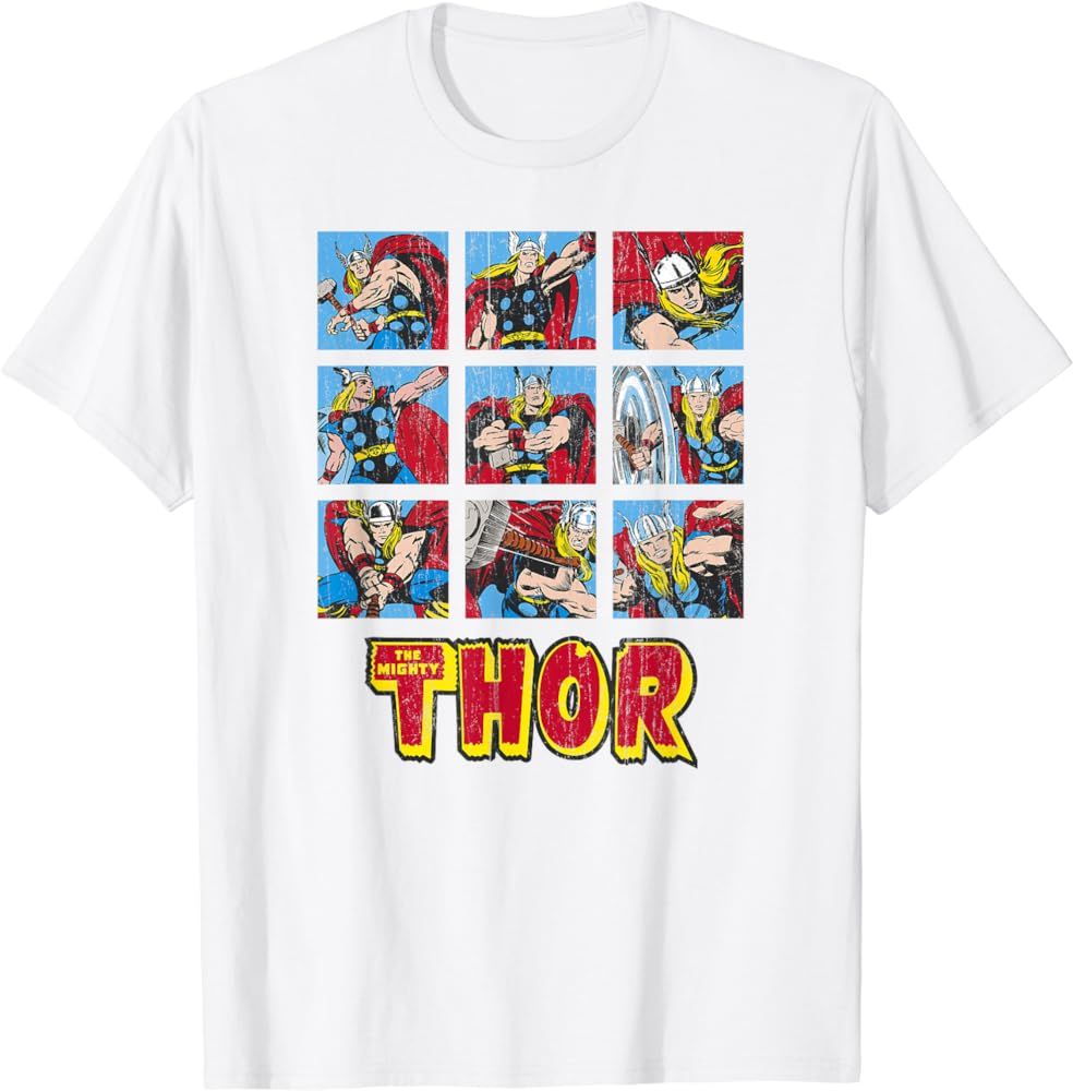 Marvel Avengers Vintage Thor Comic Battle Scenes T-Shirt | Amazon (US)