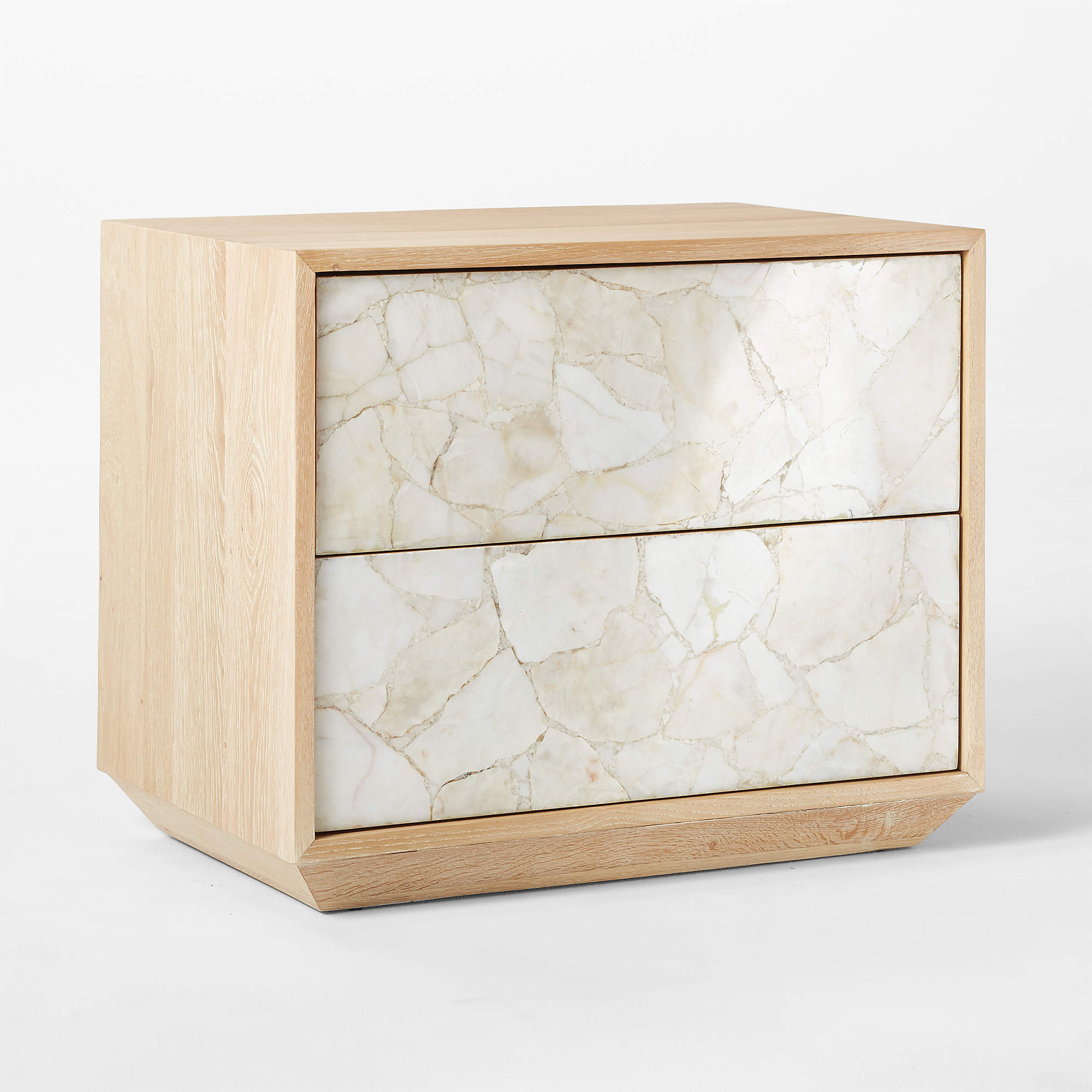 Rocca 25" Agate and White Oak Wood 2-Drawer Nightstand + Reviews | CB2 | CB2