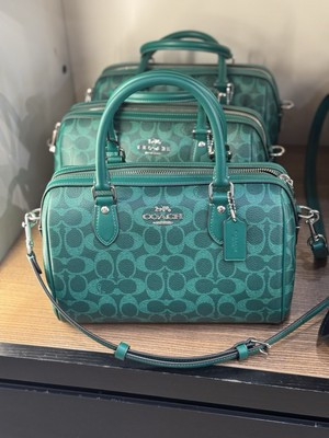 NWT Coach Medium Rowan Satchel Bag In Signature Canvas CV961 Bright Jade | eBay | eBay US