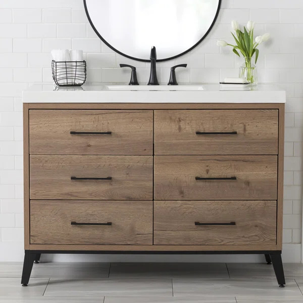Aleksandra 49.06'' Free-standing Single Bathroom Vanity with Marble Vanity Top | Wayfair Professional