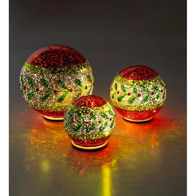 3 Piece LED-Lighted Table Christmas Balls Set | Wayfair North America