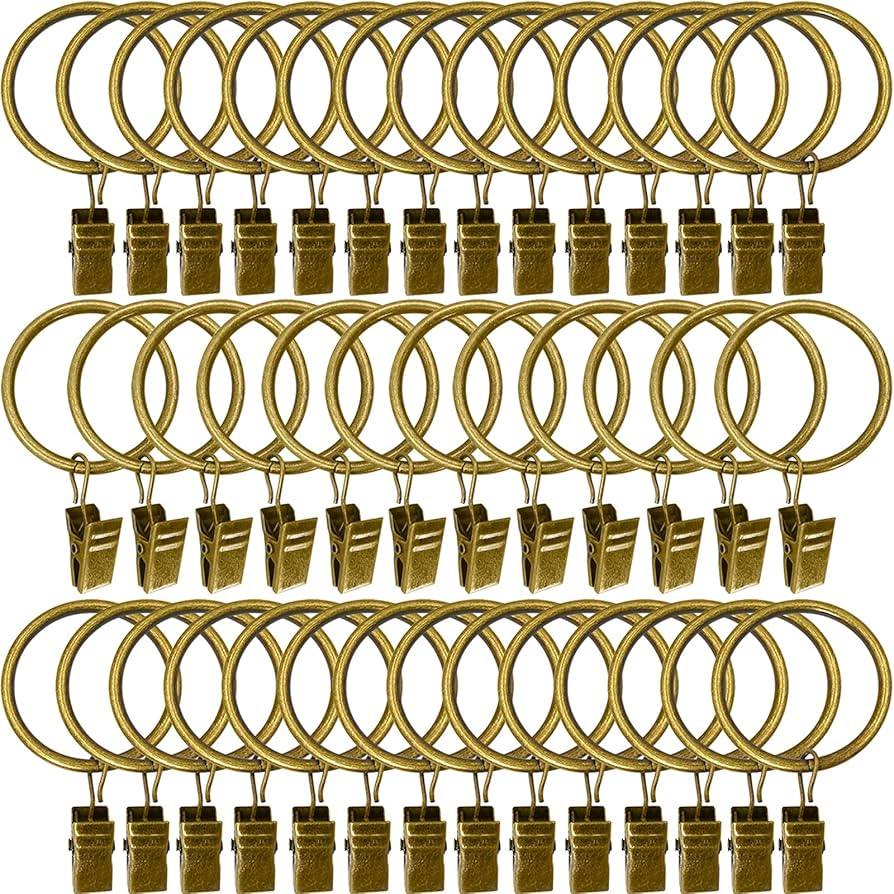 40 Pack Metal Curtain Rings with Clips, Drapery Clips Hooks, Decorative Curtain Rod Clips 1.5 in ... | Amazon (US)