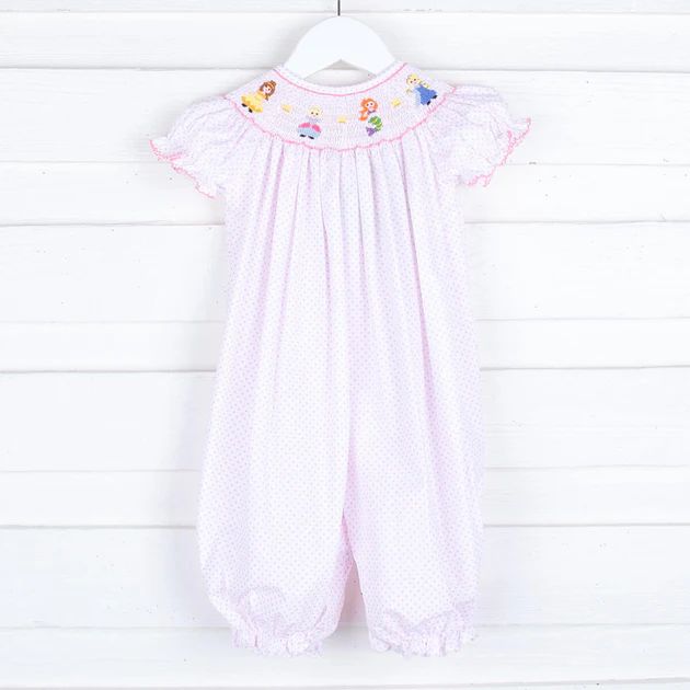 Princess Friends Smocked Long Bubble Pink Dot | Classic Whimsy