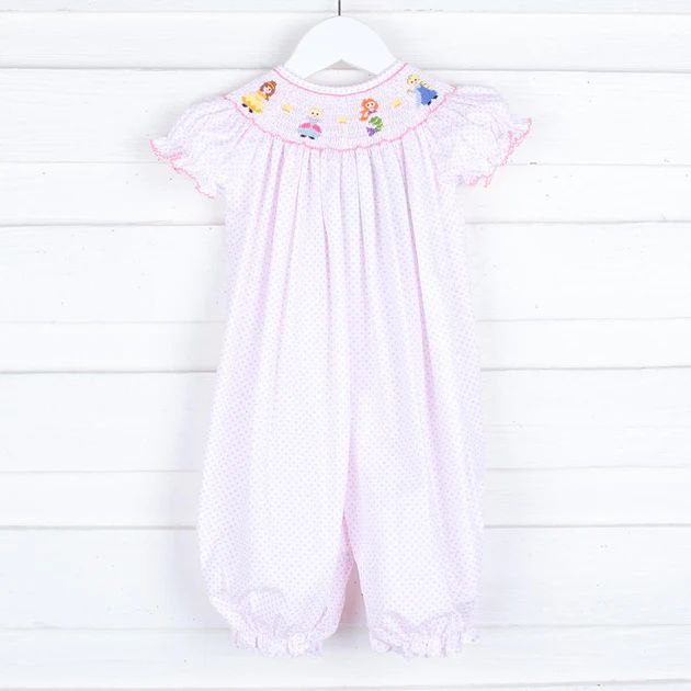 Princess Friends Smocked Long Bubble Pink Dot | Classic Whimsy
