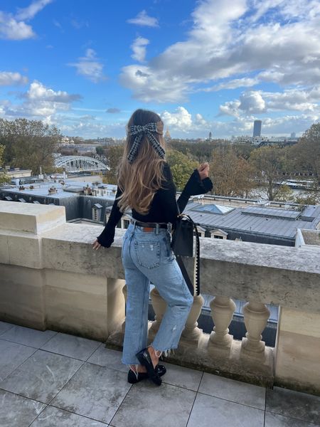 Wearing a size small on top and size 25 in jeans. 

Pairs fashion, paris OOTD, loafers, paris outfit inspo, Hermes, fall fashion, best blue jeans, Anine Bing jeans, fall, black loafers, jeans, flattering black top, Emily Ann Gemma 

#LTKstyletip #LTKtravel