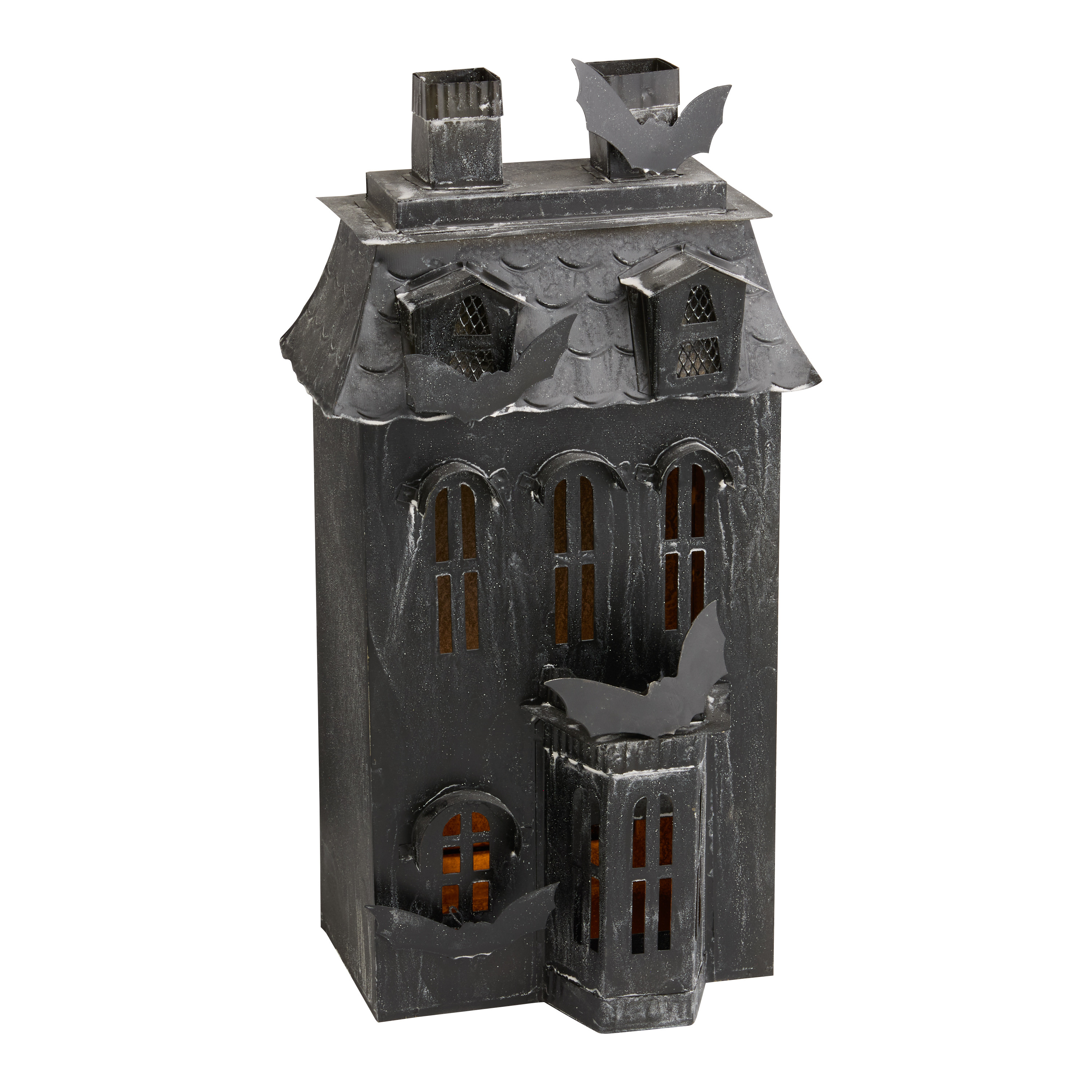 Antique Black Metal Haunted House LED Tealight Candle Holder | World Market