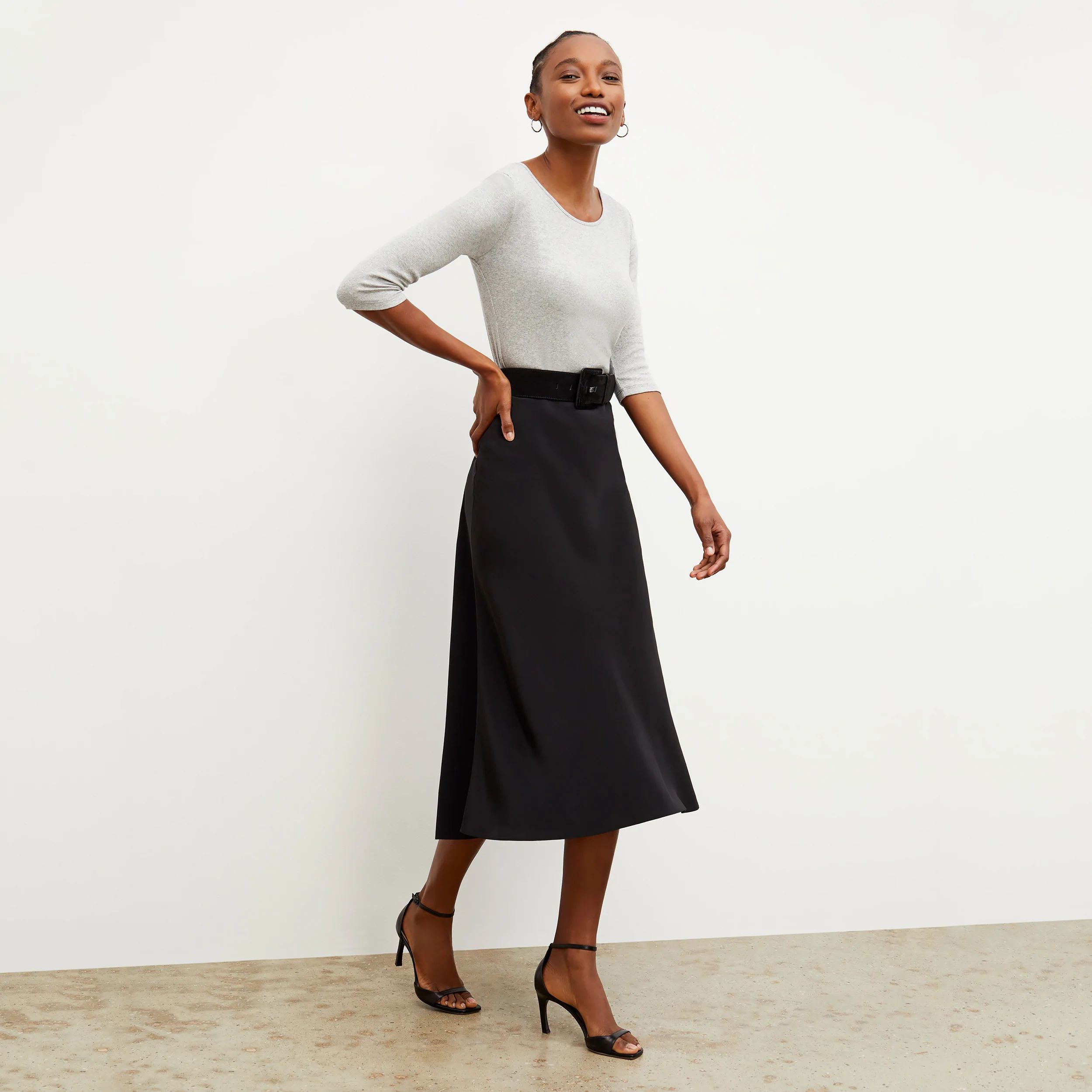 Orchard Skirt - Washable Silk :: Black | MM LaFleur