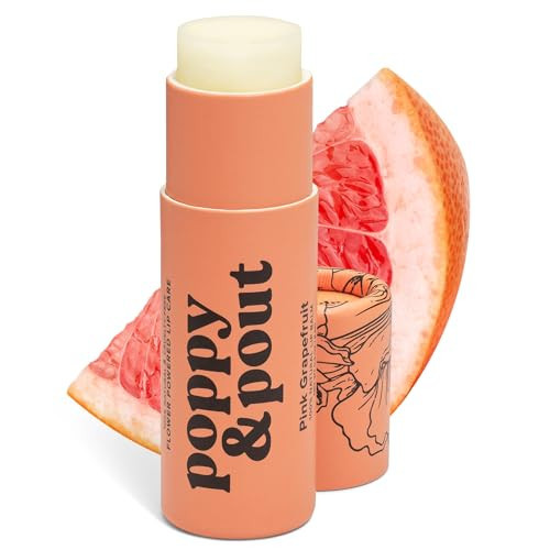 Poppy & Pout Pink Grapefruit Jumbo Lip Balm | All Natural Lip Balms & Moisturizers | Hydrates with Beeswax, Vitamin E, Organic Coconut Oil | Cruelty-Free | Lip Balm in Recyclable Cardboard Tube | Amazon (US)