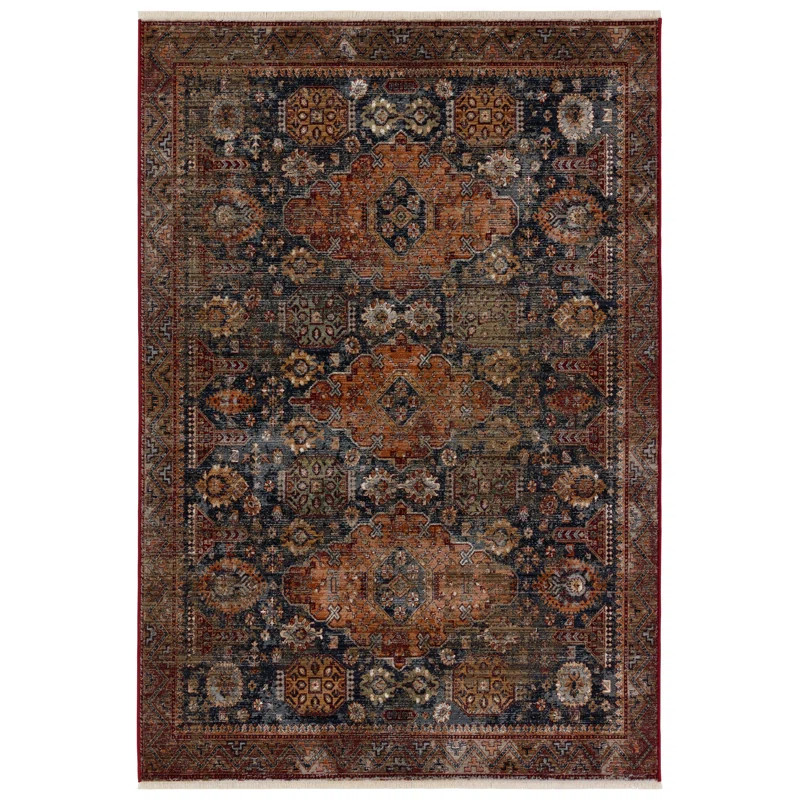 Miko Oriental Navy/Orange Area Rug | Wayfair North America