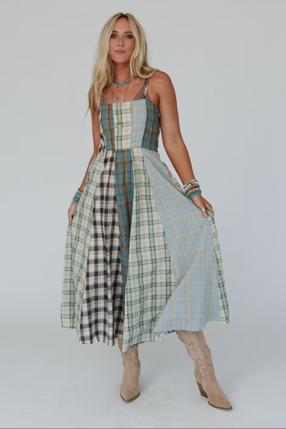 Western Charm Checkered Dress — Three Bird Nest | Three Bird Nest