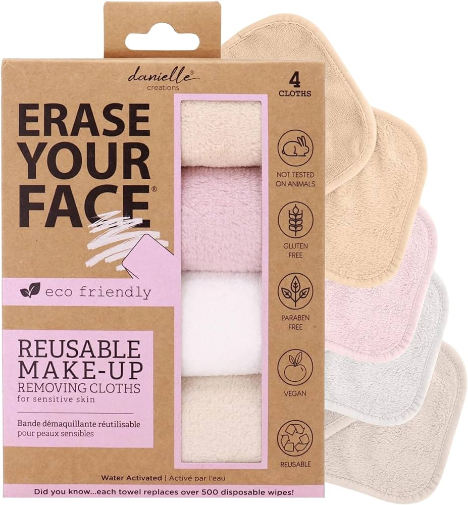 ERASE YOUR FACE Face Reusable Makeup Removing Cloths With Friendly Packaging By Danielle Enterpri... | Amazon (US)