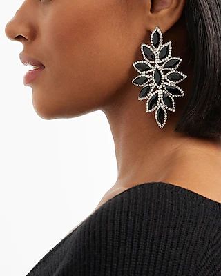Black Stone Chandelier Drop Earrings | Express