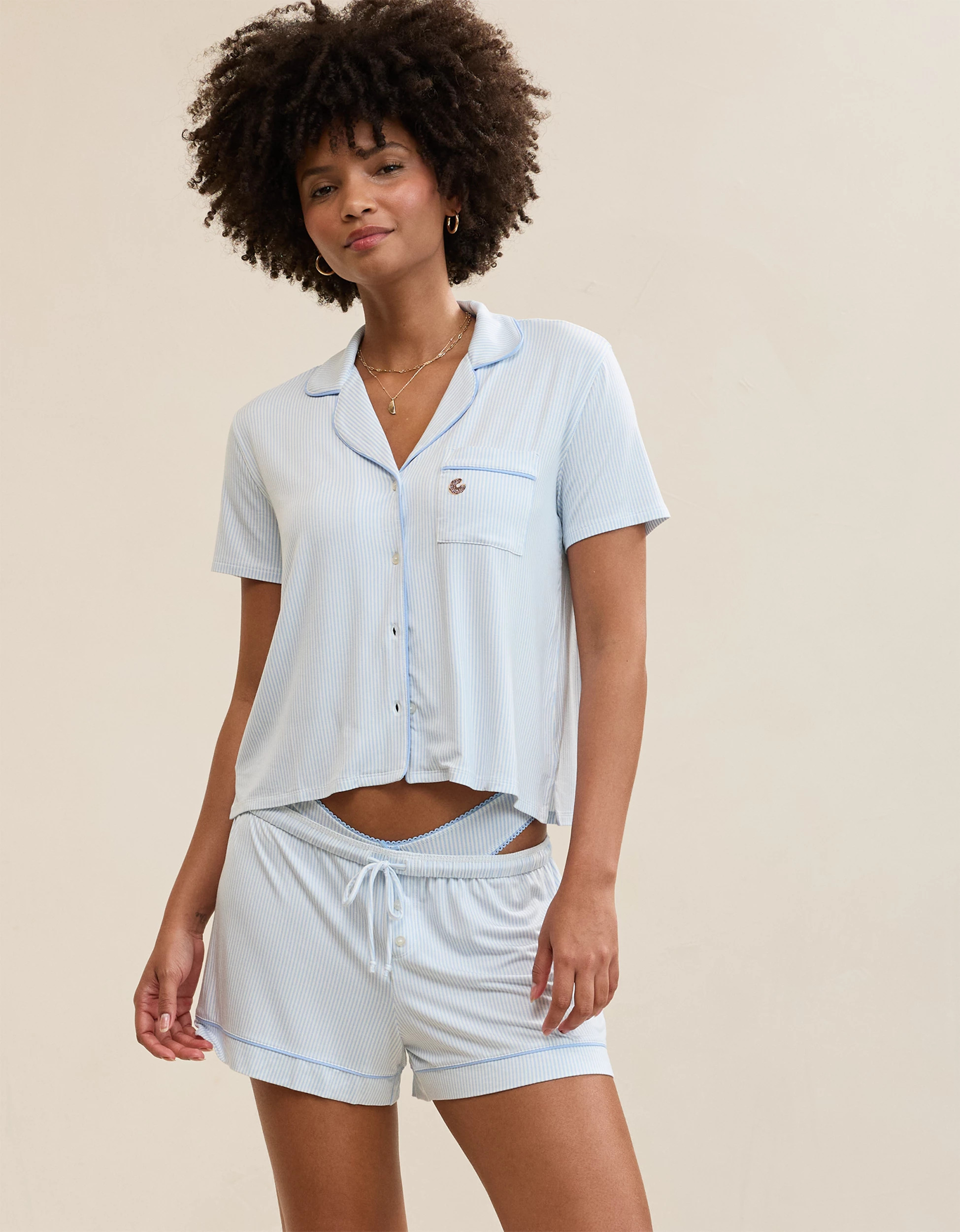 OVERSLEPT by Aerie Real Soft® Piping PJ Short | Aerie