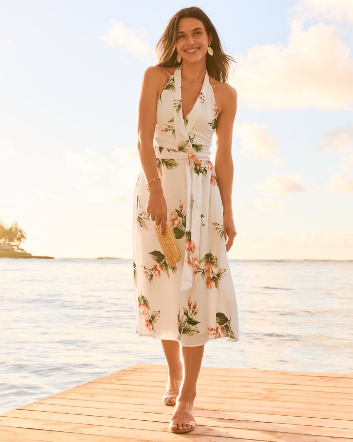 Coastalina Linen Florentina Flourish Midi Dress | Tommy Bahama