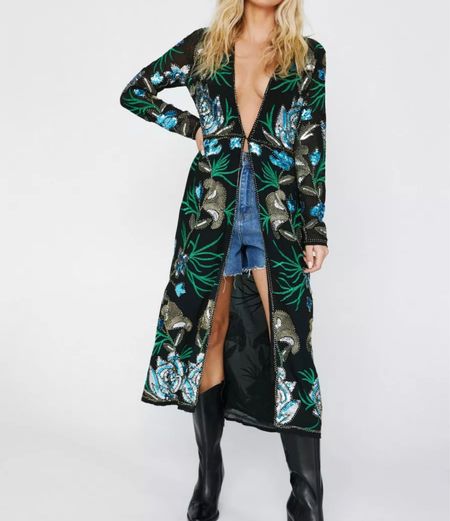 Floral embellished long line Kimono coat
Is currently on sale at 60% right now. This beautiful coat is so gorgeous. Perfect for Fall and Spring. Very bohemian, but elegant in so many ways

#LTKunder100 #LTKSeasonal #LTKsalealert