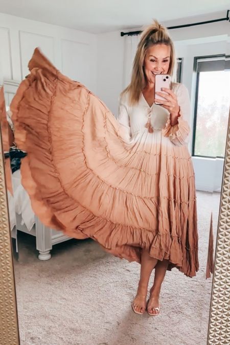 Wow! What a dress!!! True to size, sizes going fast. Use code CAMMI15ICC for 15% off!
Ombré Sahara dress 
Nude heels

#LTKFind #LTKstyletip #LTKBacktoSchool