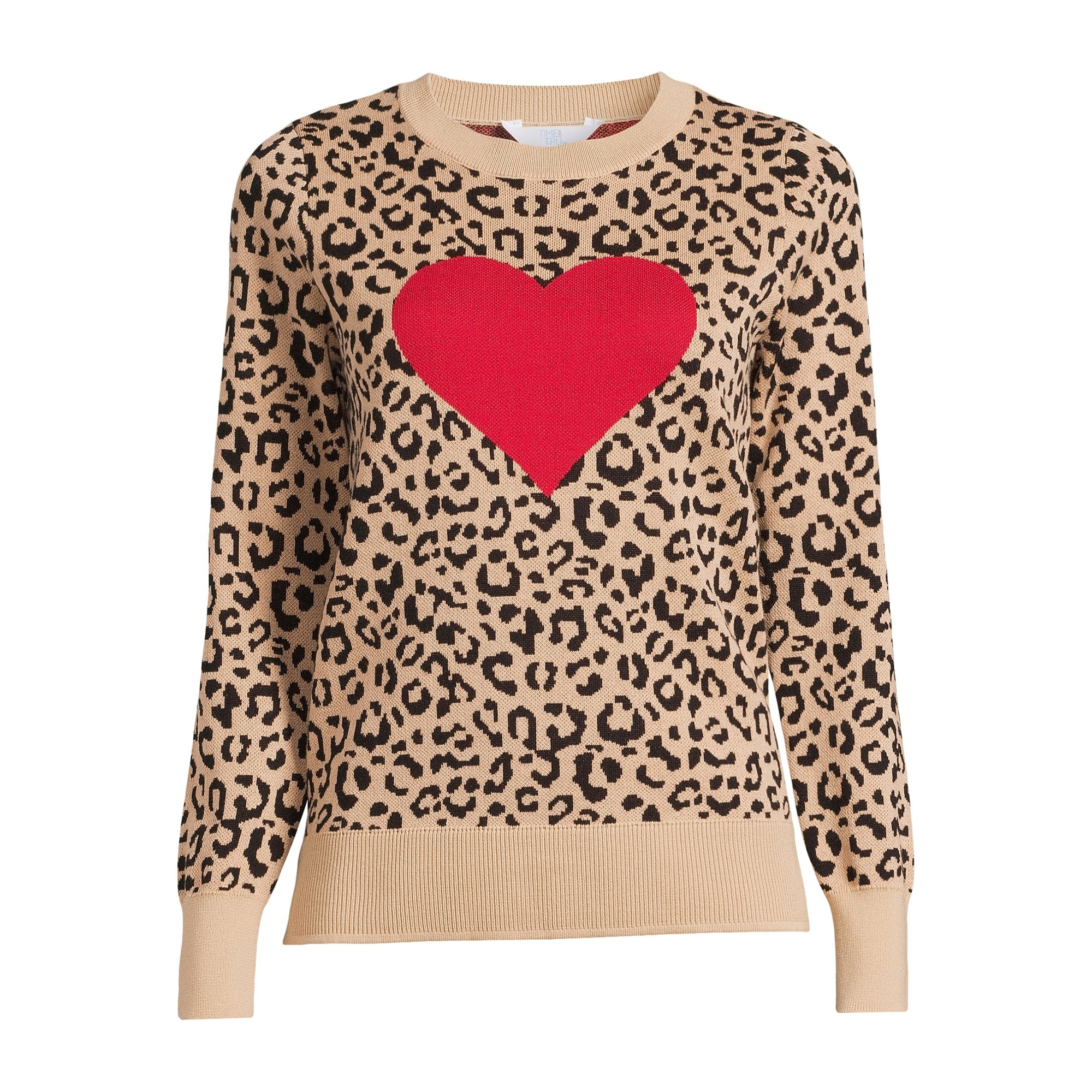 Time and Tru Women's Print Crew Neck Sweater, Midweight, Sizes XS-XXXL | Walmart (US)