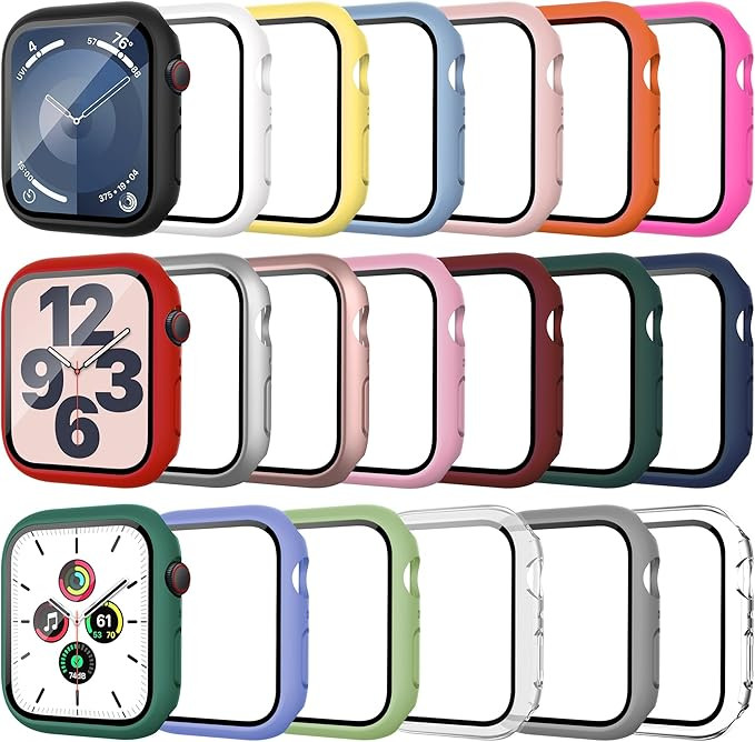 20 Pack Case for Apple Watch Series 9/8/7 41mm with Tempered Glass Screen Protector, Shockproof H... | Amazon (US)
