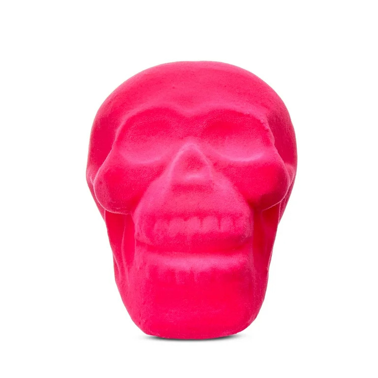 Halloween Pink Flocked Skull Decoration, 3.5 in H, by Way To Celebrate | Walmart (US)