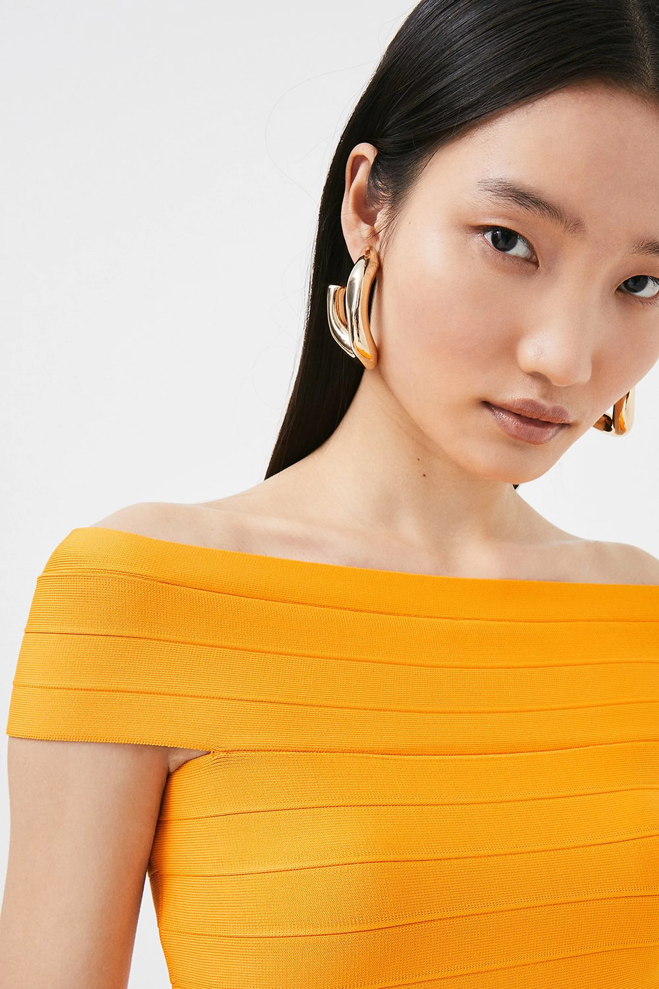 Knitted Bandage Bardot Top | Karen Millen UK + IE + DE + NL