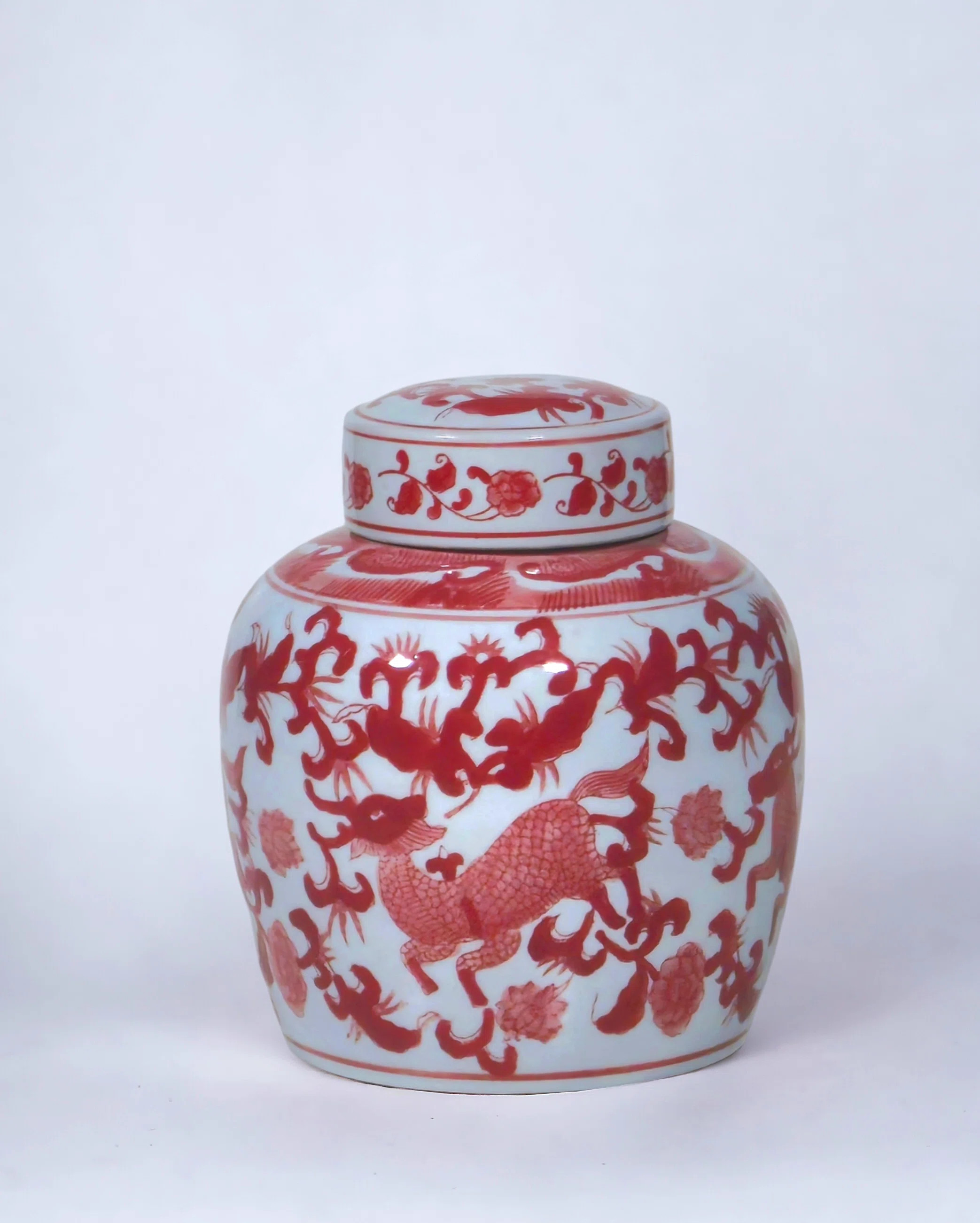 9" Porcelain Ginger Jar with Chinoiserie Deer Design | Wayfair North America