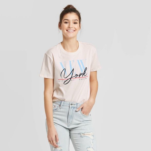 Women's New York Short Sleeve T-Shirt - Fifth Sun (Juniors') - Pink | Target