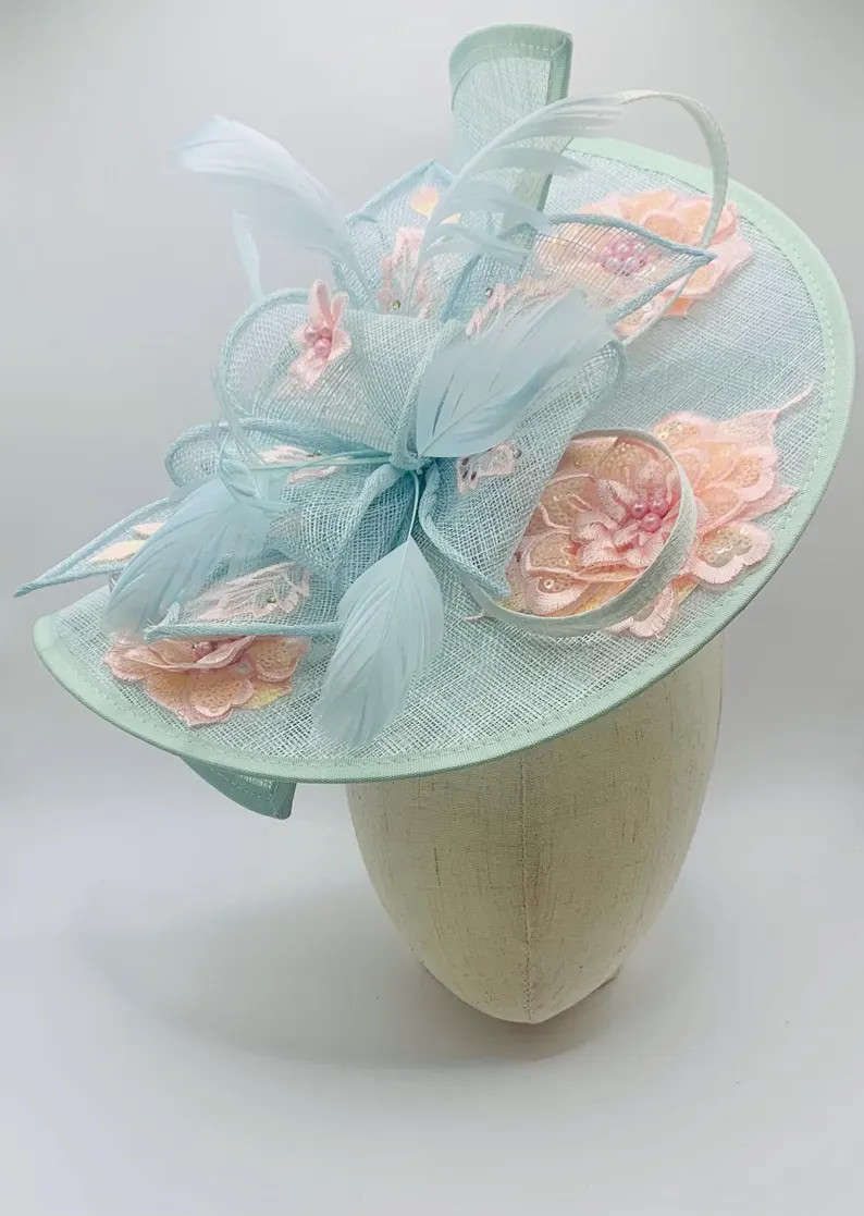 Stunning Mint Green Pink Duck Egg Wedding Fascinator Hat - Etsy | Etsy (US)