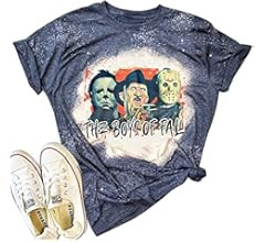 The Boys of Fall Bleached Tshirt Women Halloween Horror Movies Shirt Novelty Graphic Short Sleeve Te | Amazon (US)