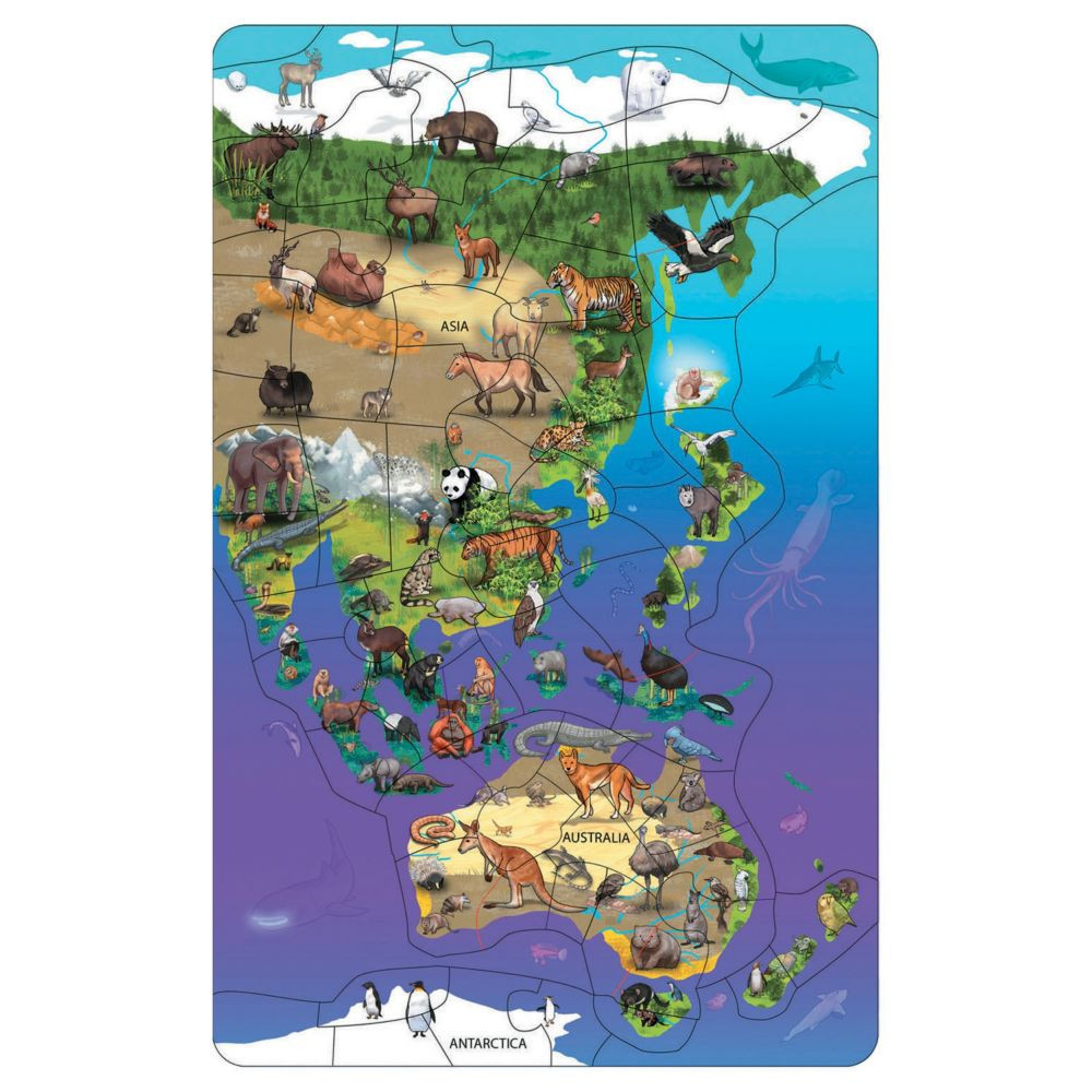 Dowling Magnets Wildlife Map Puzzle Asia, Australia | Oriental Trading Company