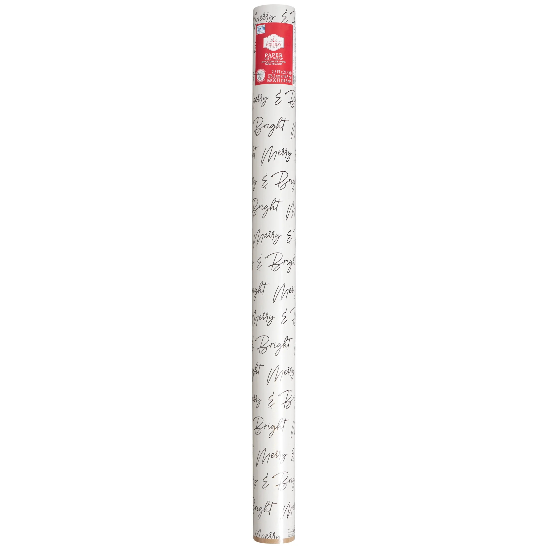 Black & White Merry & Bright Christmas Gift Wrap Paper, 1 Roll, (160 sq ft), by Holiday Time | Walmart (US)