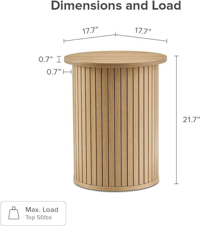 mopio Quin Pedestal Side Table, Tambour Round Fluted End Table, Small Accent Table for Living Roo... | Amazon (US)