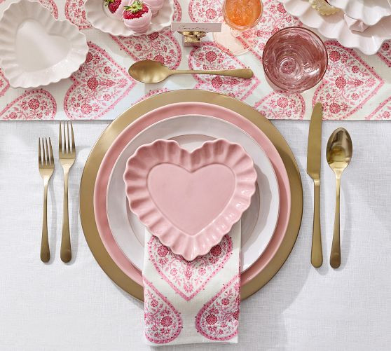 Heirloom Scalloped Heart Stoneware Appetizer Plates - Set of 4 | Pottery Barn (US)
