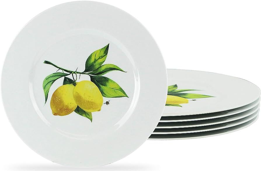 Reston Lloyd Fresh Lemons, 6pc Melamine Salad Plate Set, white, lemon, green (72419set) | Amazon (US)