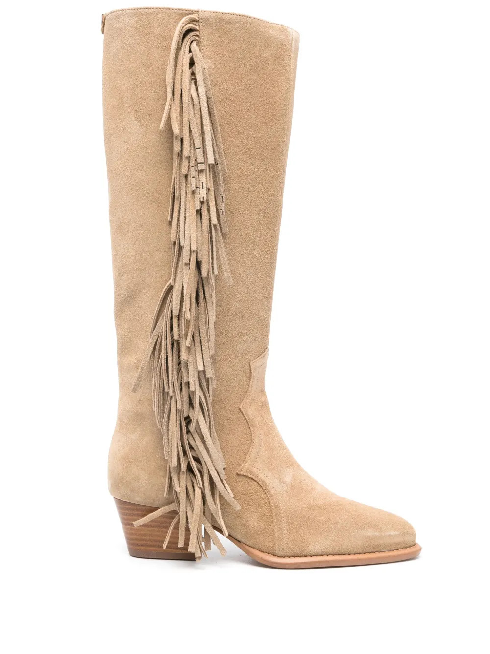 Maje 45mm Fringed Suede Boots  | Neutrals | FARFETCH | Farfetch Global