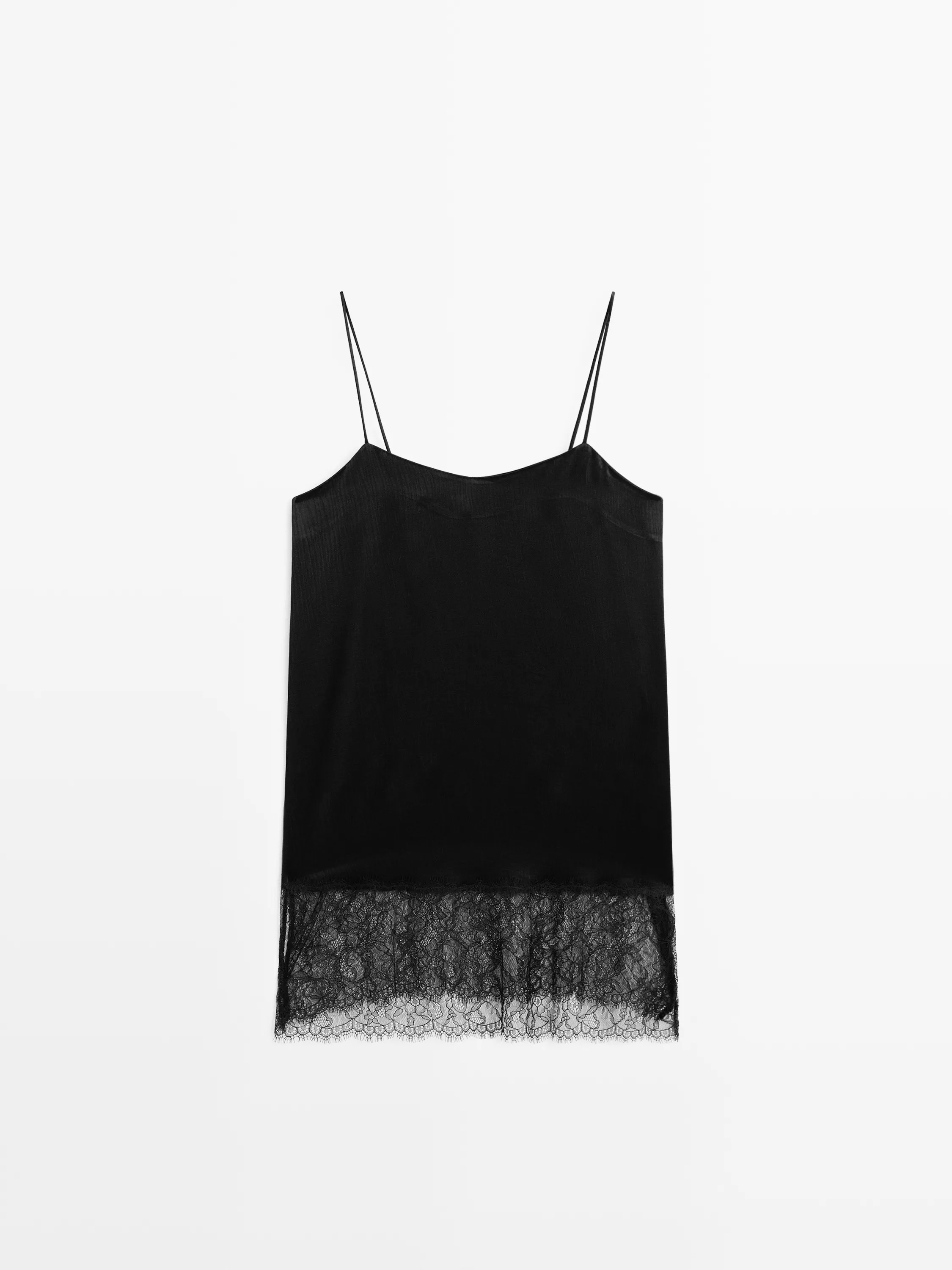 Camisole top with lace detail | Massimo Dutti US