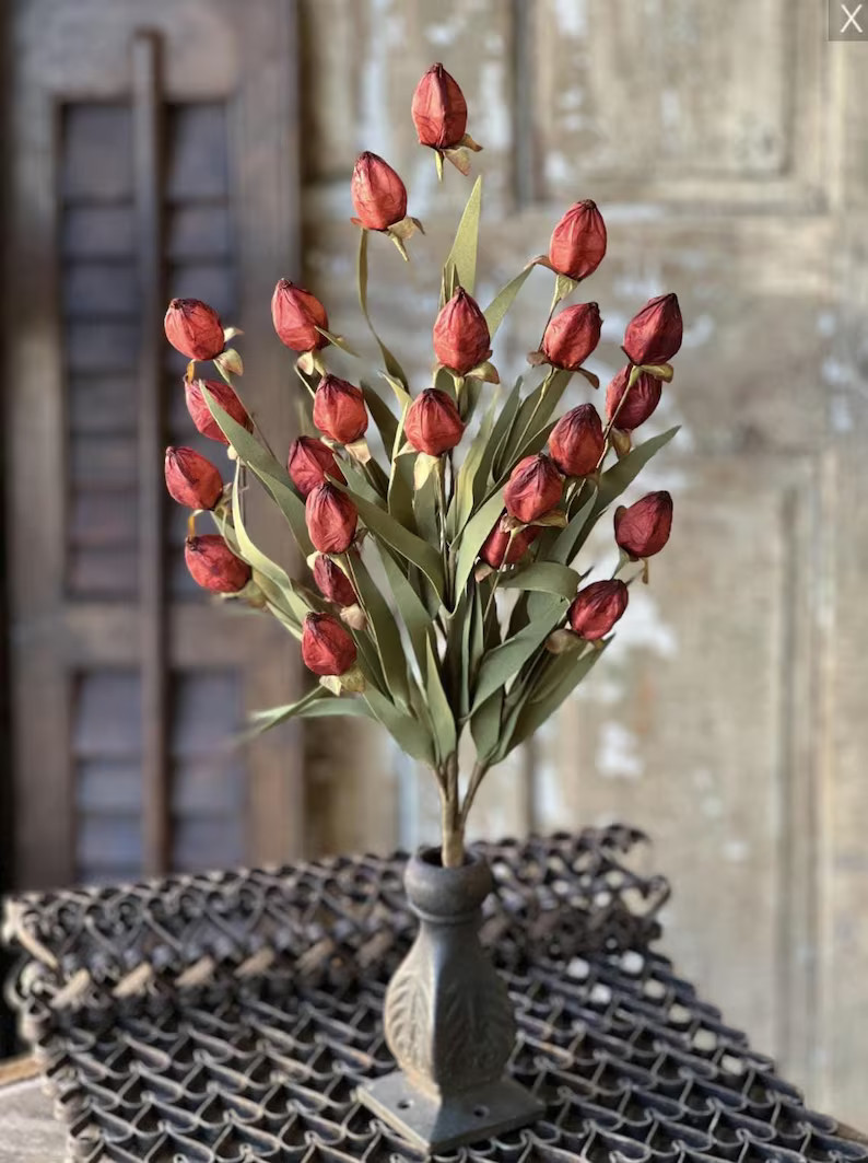 Artificial Lantern Beacon Bush | 23" | Garnet Red. Spring. Summer. Fall. Home Decor. Farmhouse. W... | Etsy (US)