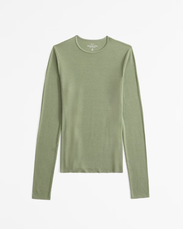 Long-Sleeve Featherweight Rib Tuckable Top | Abercrombie & Fitch (US)