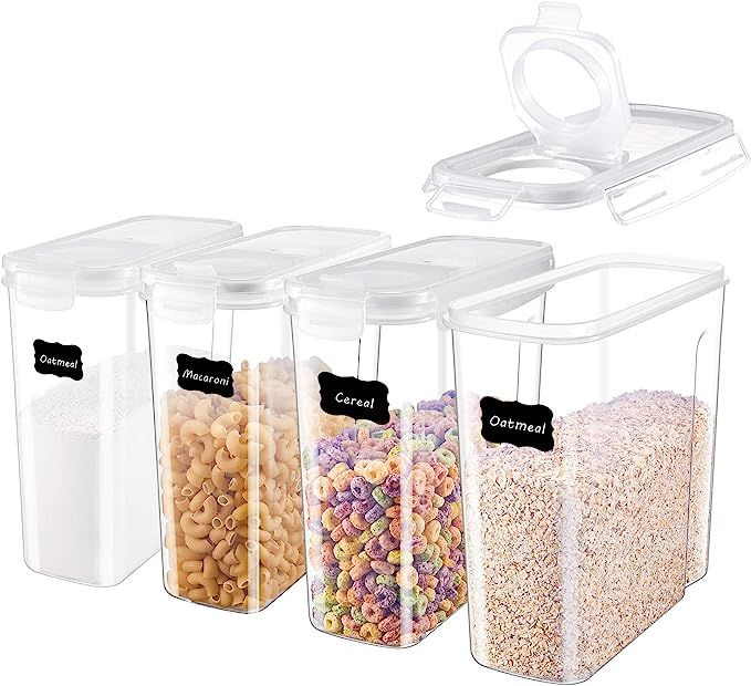 ME.FAN Cereal Storage Containers [Set of 4] Airtight Food Storage Containers 4L(135oz) - Large Ki... | Amazon (US)