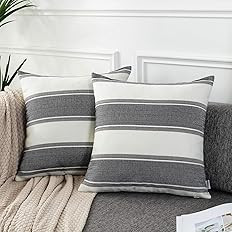 AmHoo Pack of 2 Farmhouse Linen Throw Pillow Cover Cushion Stripe Decoration Buffalo Retro Pillow... | Amazon (US)