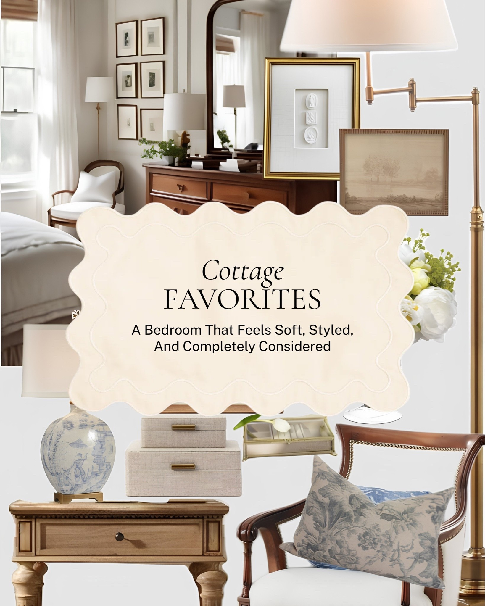 A bedroom that gets every detail right ✨ 

A classic writing desk, a framed gallery wall, a soft upholstered chair, warm wood tones, a ceramic lamp, and all the quiet styling decisions that make a bedroom feel pulled together without feeling overdone. 

All linked here 🤍 

#LTKhome