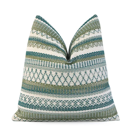Schumacher Fremont Green Textured Stripe Pillow Cover | Etsy | Etsy (US)