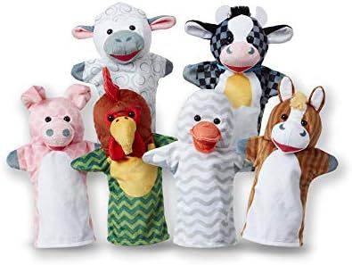 Melissa & Doug Barn Buddies Hand Puppets, Set of 6 (Cow, Sheep, Horse, Duck, Chicken, Pig) | Amazon (US)