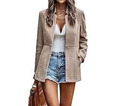 chouyatou Women's Casual Business Open Front Long Sleeve Notch Lapel Office Blazer Jacket | Amazon (US)