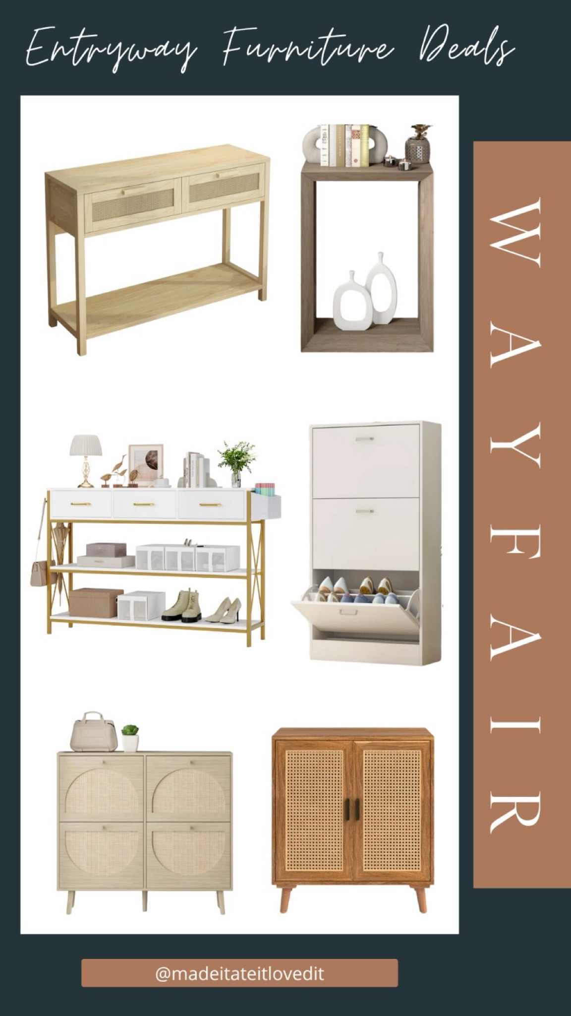 Transform your entryway into a welcoming space with stunning furniture deals from Wayfair. Elevate your home's first impression without breaking the bank! Don't miss Wayfair's incredible deals, with up to 70% off! 

#WayfairDeals #EntrywayDecor #HomeStyle #FurnitureFinds #AffordableDecor #EntrywayInspo #HomeMakeover #WayfairFinds

#LTKxWayfair #LTKHome #LTKSaleAlert