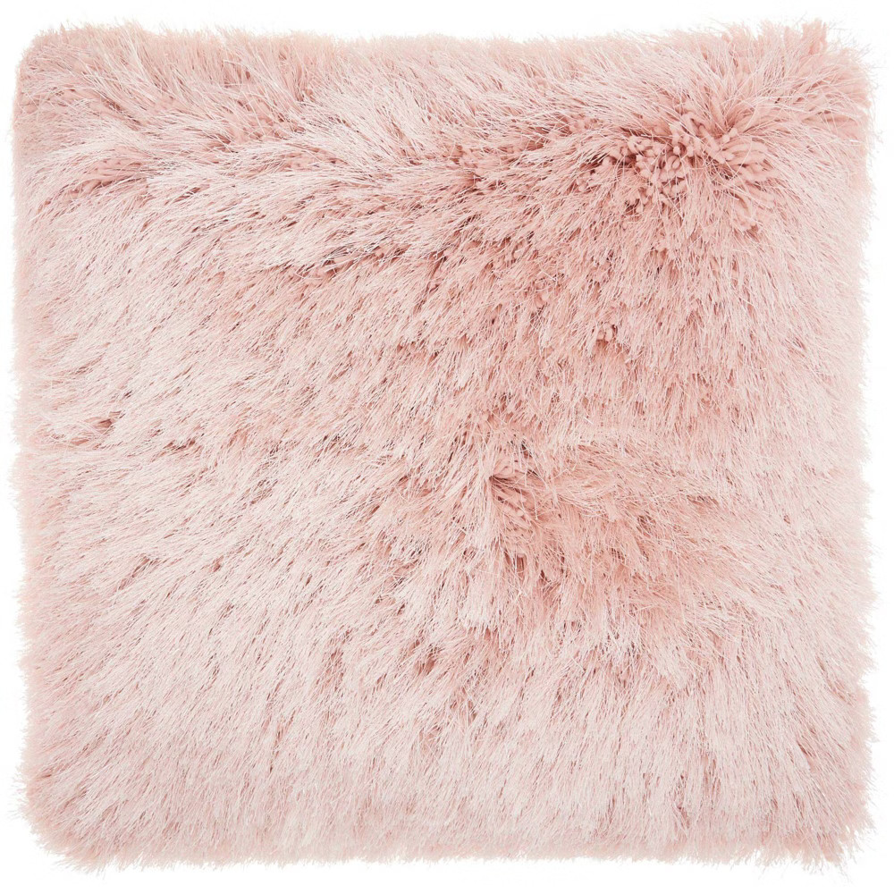 17""x17"" Yarn Shimmer Shag Square Throw Pillow Pink - Mina Victory | Target