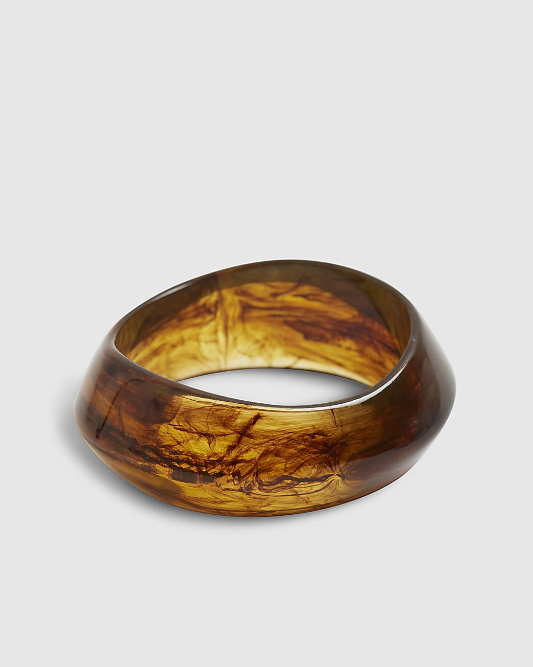 Brown Sculpted Tortoiseshell Resin Bangle | River Island UK & IE