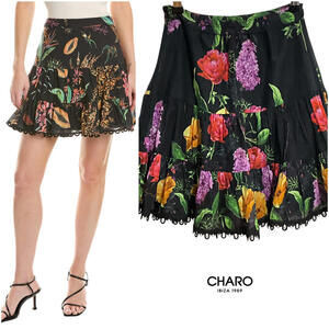NWT CHARO Ruiz Ibiza | SZ XS | A-Line Lace Argy Mini Floral Black Skirt $365 | Poshmark